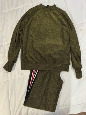 Metallic Olive Green Lurex Sweater Set